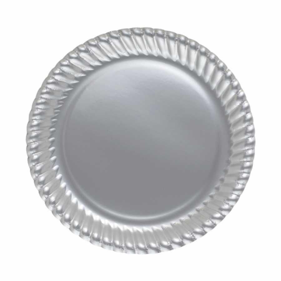 Karton Tabak Gri/Gümüş 23cm 8li