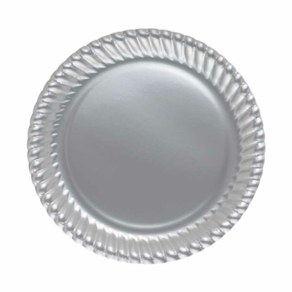 Karton Tabak Gri/Gümüş 23cm 8li