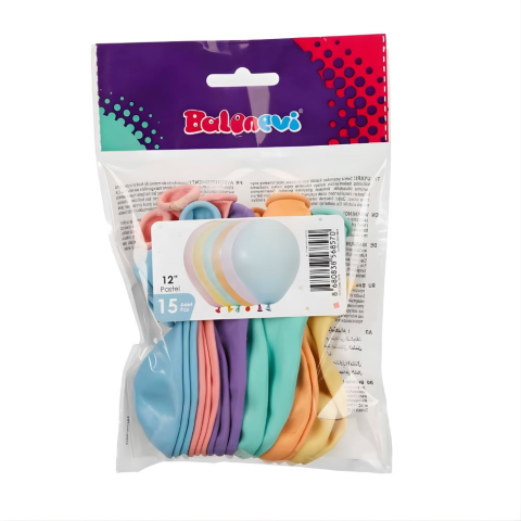 Balonevi Oyuncak 12 Karışık Makaron Balon 15'Li