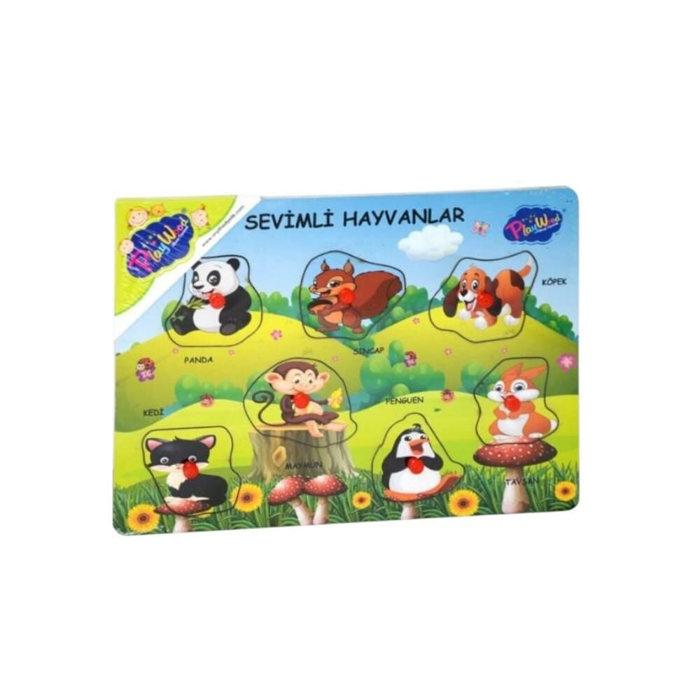 Ahşap Tutmalı Sevimli Hayvanlar Puzzle