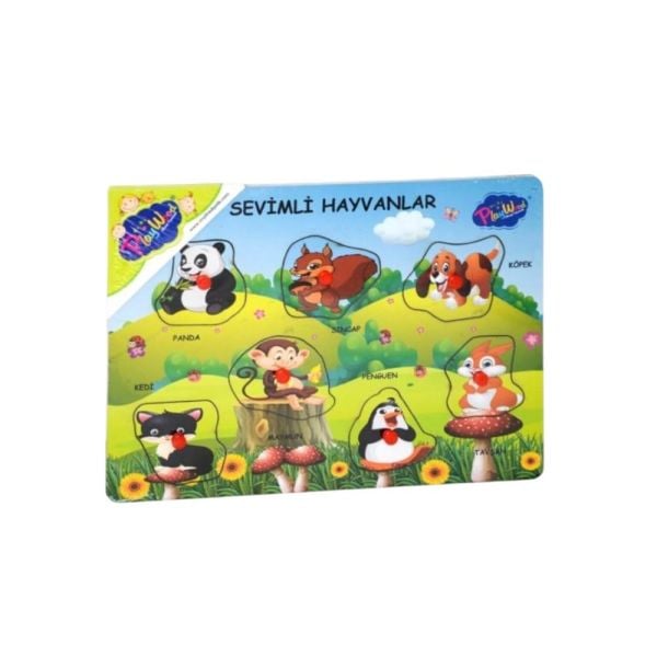 Ahşap Tutmalı Sevimli Hayvanlar Puzzle