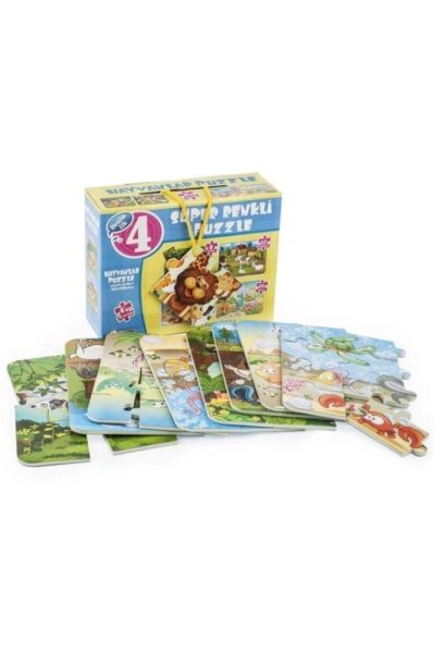 Hayvanlar Süper Renkli Puzzle 4'lü
