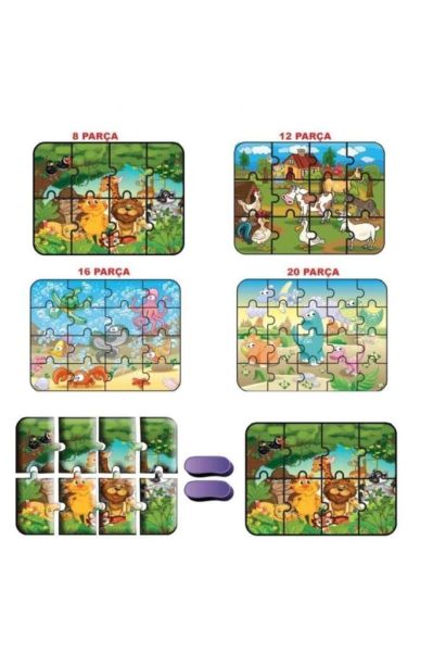 Hayvanlar Süper Renkli Puzzle 4'lü