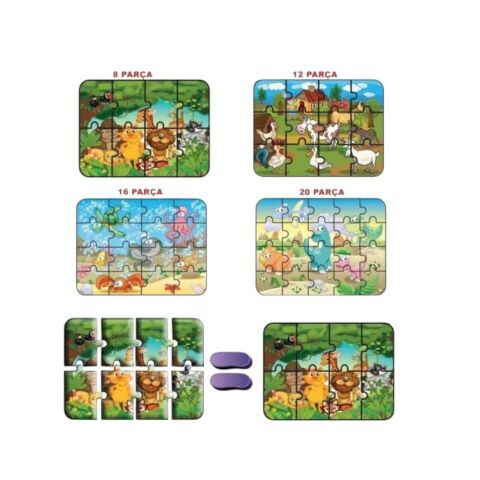 Hayvanlar Süper Renkli Puzzle 4'lü