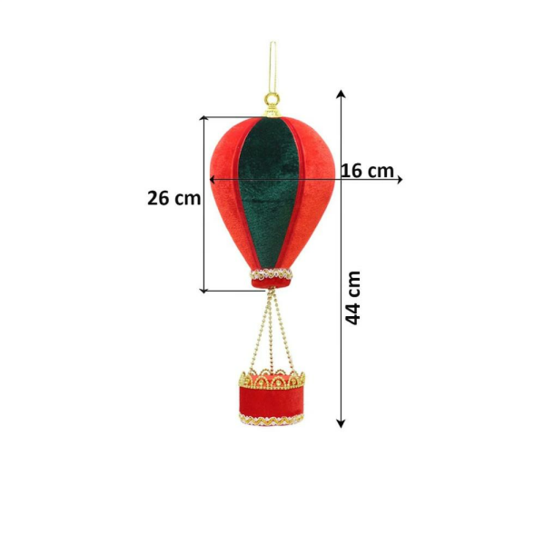 Balon Figürlü Yılbaşı Ağaç Süsü Kadife Yeni Yıl Dekorasyonu Yeşil Kırmızı 44 cm