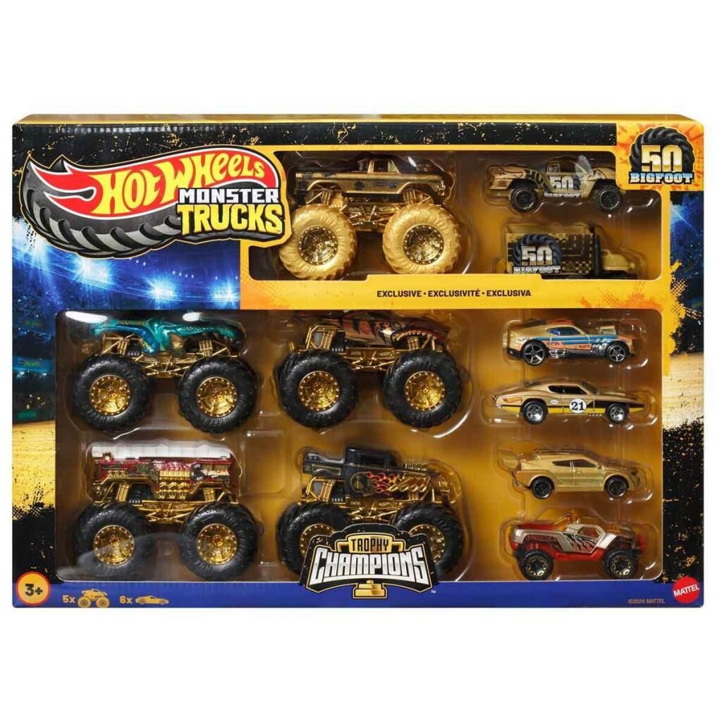 1:64 Hot Wheels Monster Trucks Bigfoot Trophy Şampiyonları Araba ve Kamyon Çoklu Arabalar