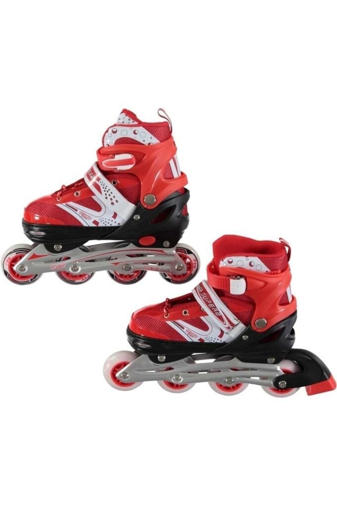 Kırmızı Renk Çift Sıra Ayarlanabilir Işıklı Çocuk Pateni S Beden (31-34)