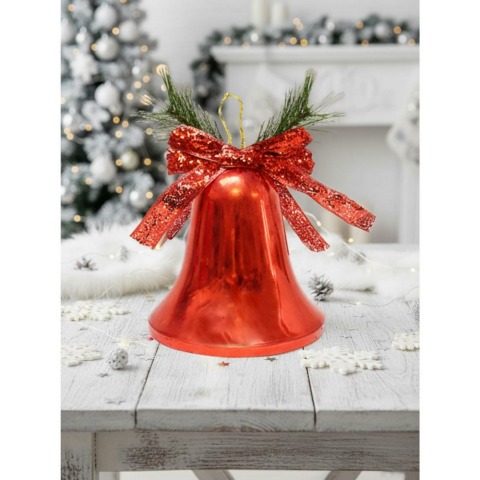 Yılbaşı Dekoru Büyük Boy Çan Dekoratif Süsleme Aksesuarı Kırmzı 28 cm