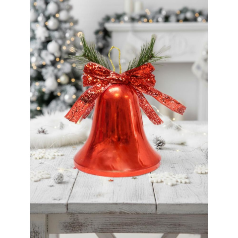 Yılbaşı Dekoru Büyük Boy Çan Dekoratif Süsleme Aksesuarı Kırmzı 28 cm