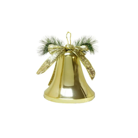 Yılbaşı Dekoru Büyük Boy Kurdeleli Çan Dekoratif Süsleme Aksesuarı Altın