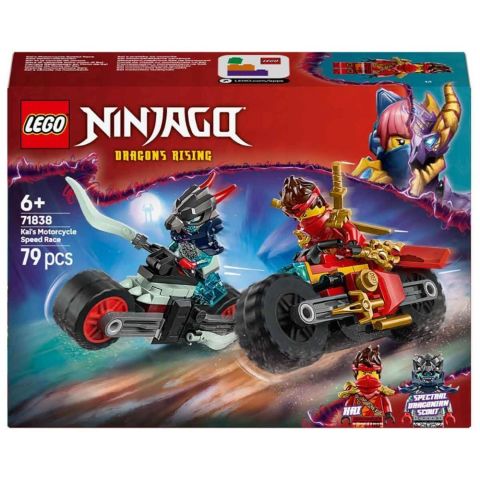 LEGO NINJAGO Kai’nin Motosiklet Hız Yarışı 71838 - 6 Yaş ve Üzeri Çocuklar için 2 Ninja Motosikleti ve 2 Mini Figür İçeren Yaratıcı Oyuncak Yapım Seti (79 Parça)
