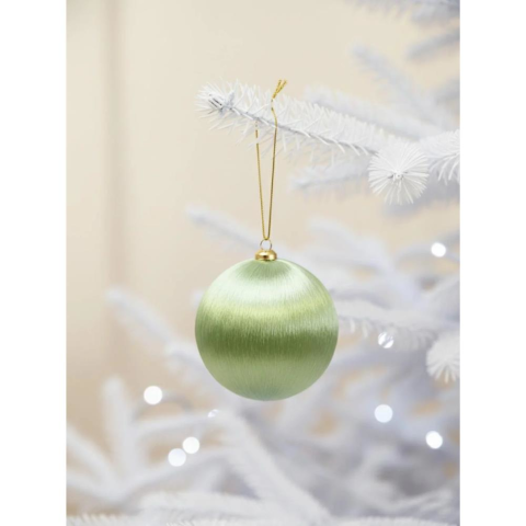 Yılbaşı Topu – İpek İplik Sarılı Çam Ağacı Süsü Yağ Yeşili 8 cm