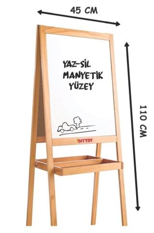 DIYTOY Ahşap Yazı Tahtası Manyetik Özellikli Çift Taraflı