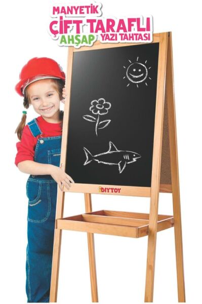 DIYTOY Ahşap Yazı Tahtası Manyetik Özellikli Çift Taraflı