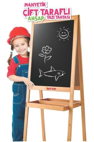 DIYTOY Ahşap Yazı Tahtası Manyetik Özellikli Çift Taraflı