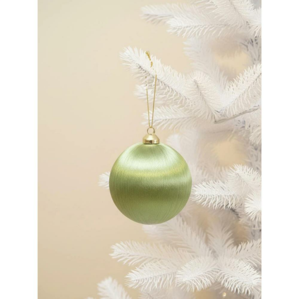 Yılbaşı Topu – İpek İplik Sarılı Çam Ağacı Süsü Yağ Yeşili 10 cm