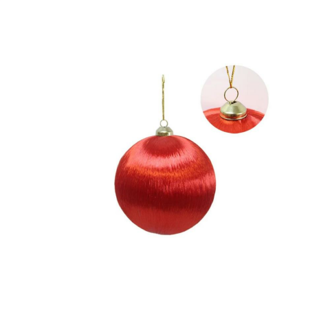 Yılbaşı Topu – İpek İplik Sarılı Çam Ağacı Süsü Kırmızı 10 cm