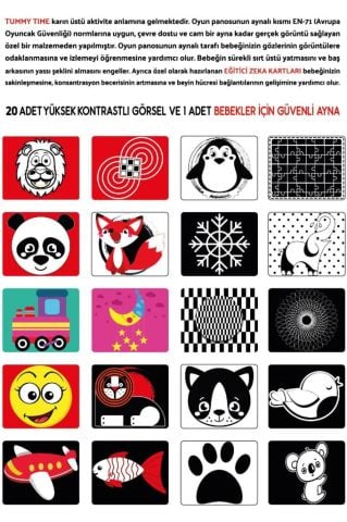 Tummy Time Aynalı Zeka Kartları-eğitici Kartlar