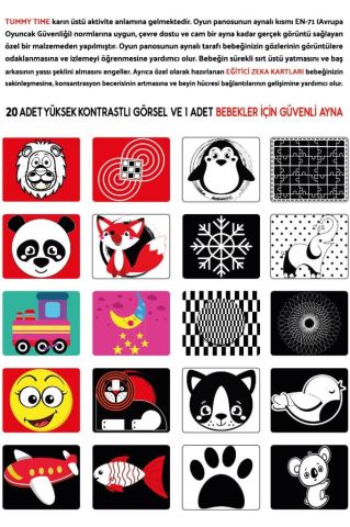Tummy Time Aynalı Zeka Kartları-eğitici Kartlar