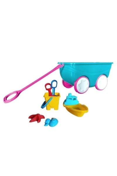 VAGON PLAJ SETİ 6 PARÇA DENİZ HAVUZ SU OYUNCAĞI GEMİ KOVA TURKUAZ SEA TOYS