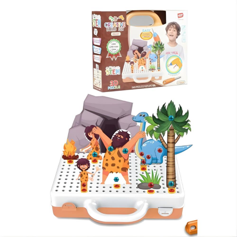 Eğitici Pilli Çalışan 3D Matkap Seti Sök Tak Dinozorlar