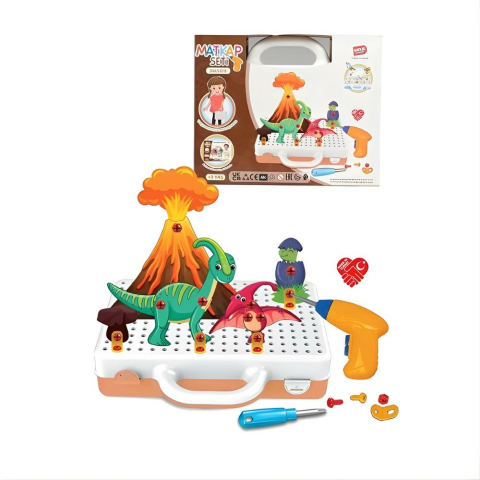 Eğitici Pilli Çalışan 3D Matkap Seti Sök Tak Dinozorlar