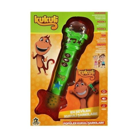 Kukuli Lisanslı Müzikli Işıklı Karaoke Oyuncak Mikrofon