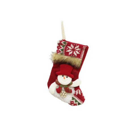 Yılbaşı Çorabı Kardan Adam Figürlü Desenli Şömine Dekoru Hediyelik Çorap 22 cm