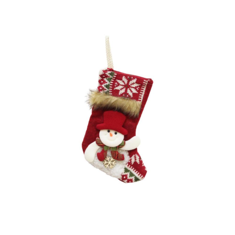 Yılbaşı Çorabı Kardan Adam Figürlü Desenli Şömine Dekoru Hediyelik Çorap 22 cm