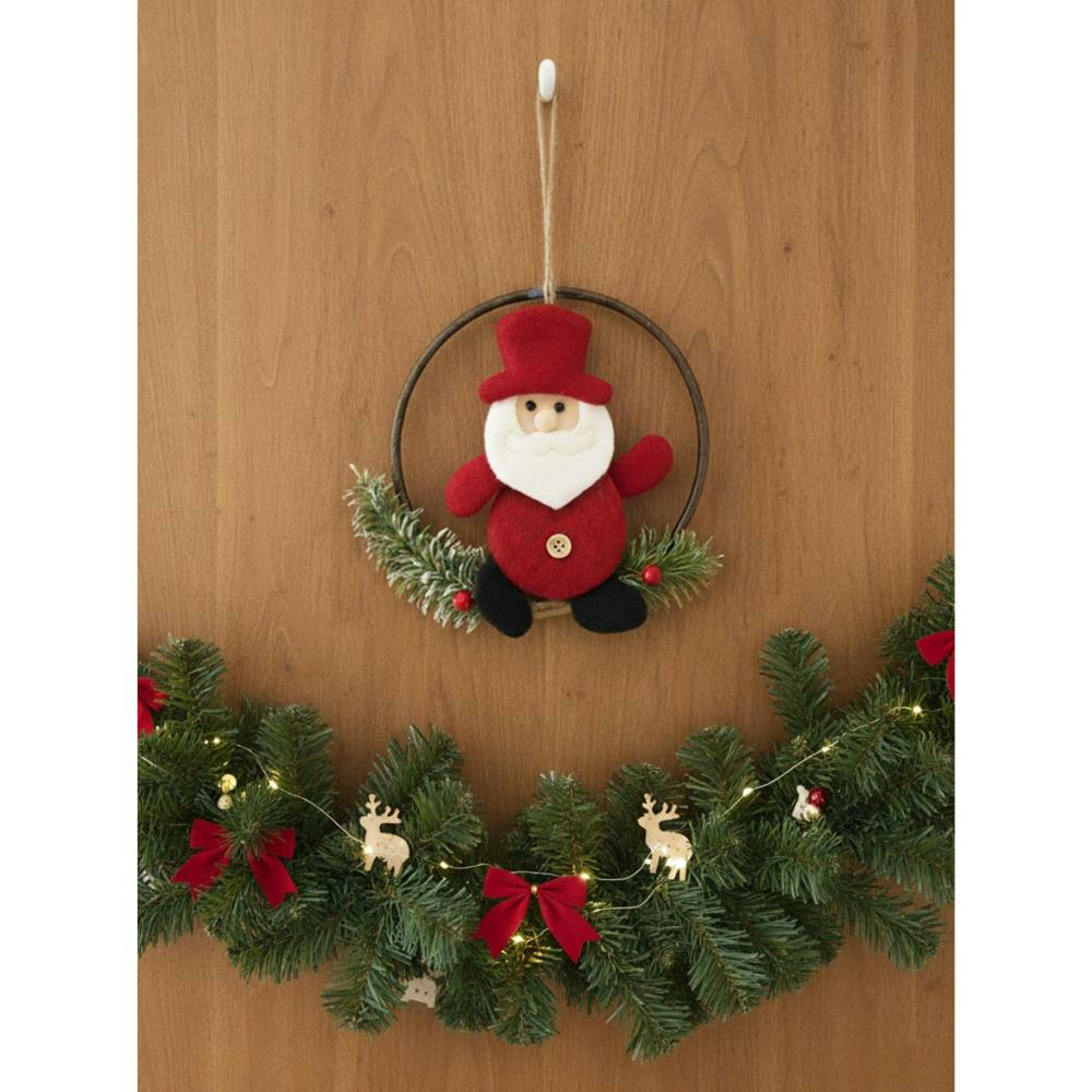 Yılbaşı Kapı Süsü Keçe Noel Baba Figürlü Asılabilir Dekoratif Süs 16 cm