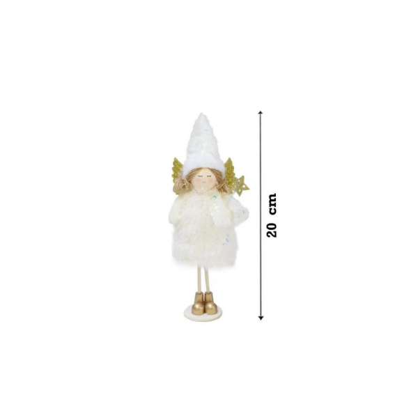 Yılbaşı Dekoru Altın Kanatlı Melek Dekoratif Biblo Süsü Beyaz 20 cm