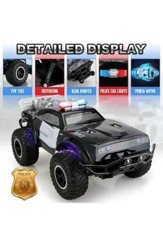 1:8 Şarj Edilebilen Uzaktan Kumandalı Işıklı Polis Hız Arabası