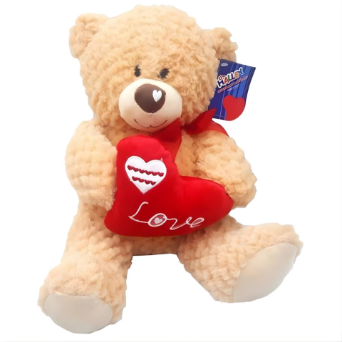 Halley Oyuncak Burnu Kalp Nakışlı Ayı PL62564 30 Cm