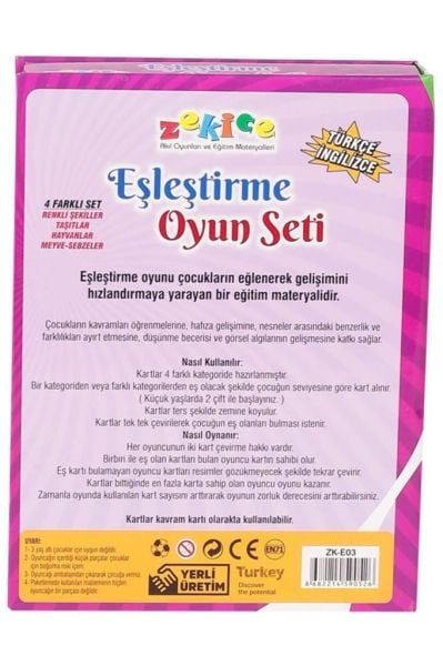 Eşleştirme Oyun Seti Türkçe&ingilizce