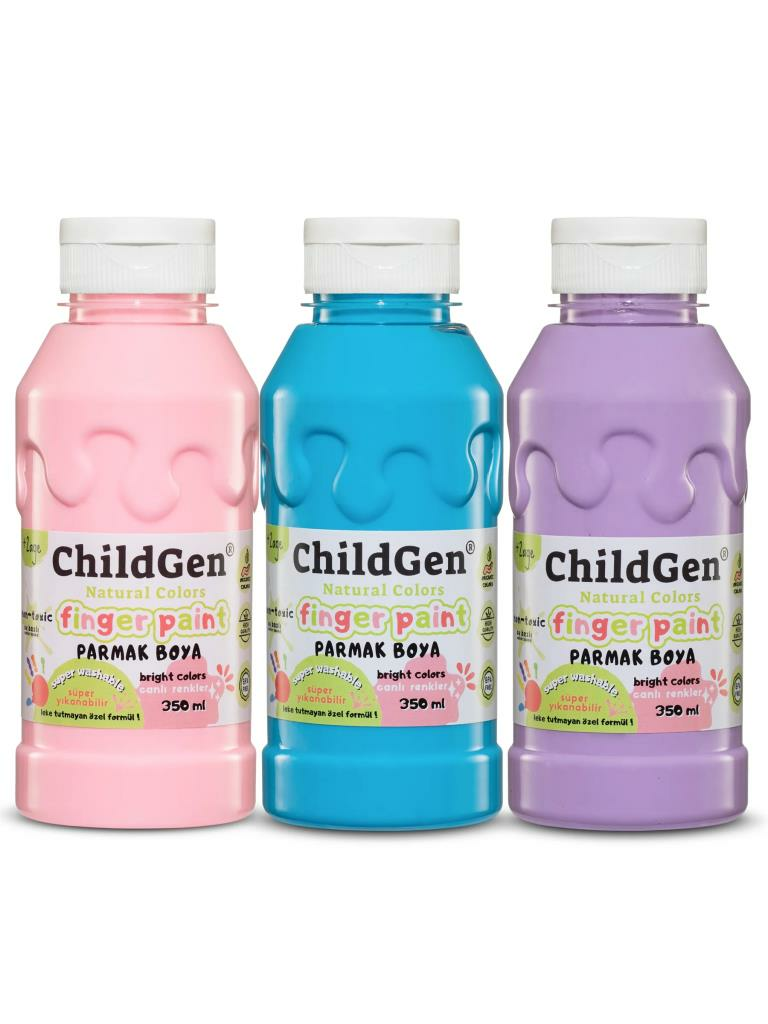 Süper Yıkanabilir 3'lü Parmak Boya Pastel Set (3X350ML) (PEMBE-MAVİ-MOR)