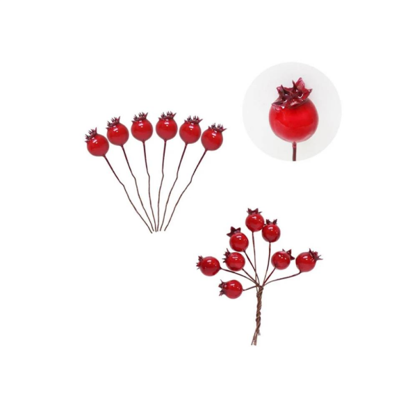 Yılbaşı Ağacı Süsleri Telli Mini Kokina Berry Dekoratif Çam Ağaç Süsü 16'lı