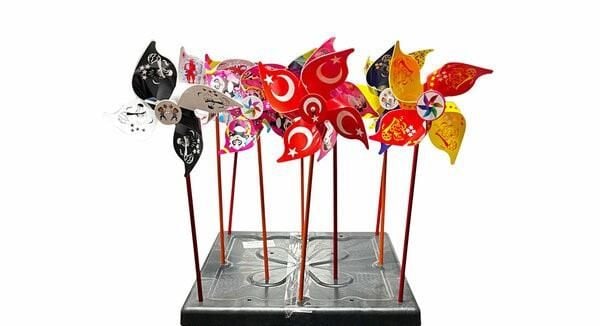 4 Kanat Türk Bayraklı Özel Tas. Rüzgar Gülü