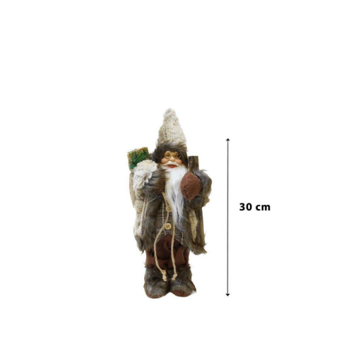 Yılbaşı Dekoru Çuvallı Rustik Noel Baba Figürlü Süsleme Aksesuarı Kahverengi 30 cm