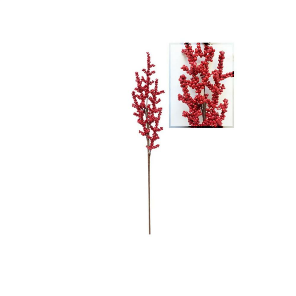 Yılbaşı Dekoru Minik Meyveli Kokina Berry Yapay Dal Kırmızı 58 cm