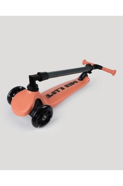 Let's Ride Two Işıklı Katlanabilir 3 Tekerlekli Scooter Somon