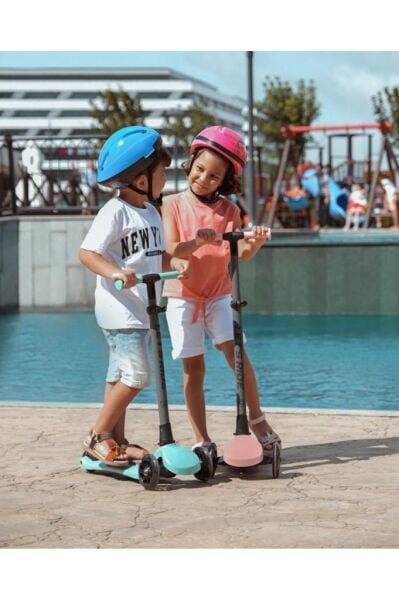 Let's Ride Two Işıklı Katlanabilir 3 Tekerlekli Scooter Somon