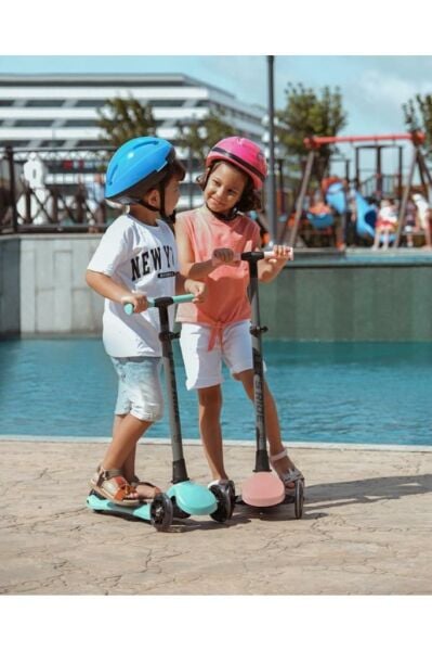 LC Let's Ride Two Işıklı Katlanabilir 3 Tekerlekli Scooter Somon