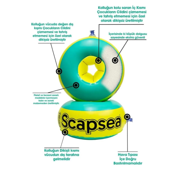 Scap Sea Çocuklar İçin İçi Dolgulu Yüzme Kolluğu 10kg - 40kg arası