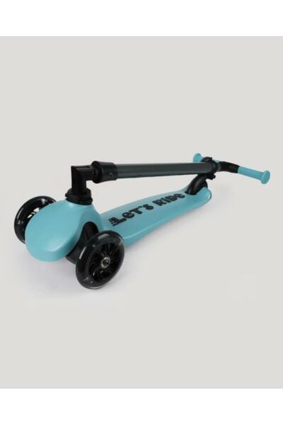 Let's Ride Two Işıklı Katlanabilir 3 Tekerlekli Scooter Turkuaz