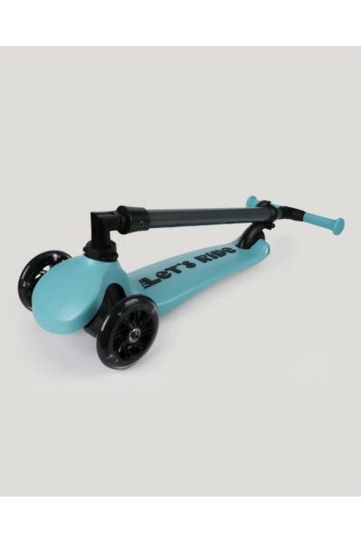 Let's Ride Two Işıklı Katlanabilir 3 Tekerlekli Scooter Turkuaz