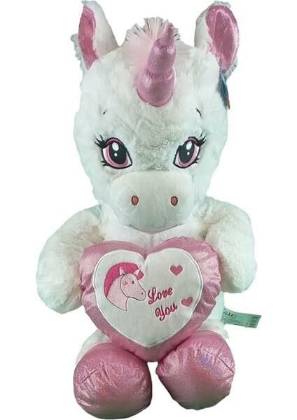 Peluş 60 cm Kalpli Boynuzlu At