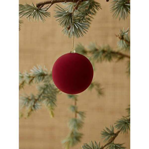 Kadife Yılbaşı Topu – Çam Ağacı Süsü Bordo 8 cm 4'lü