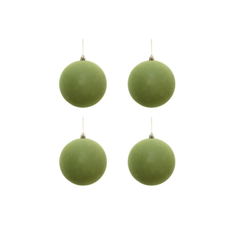 Kadife Yılbaşı Topu – Çam Ağacı Süsü Yağ Yeşili 8 cm 4'lü