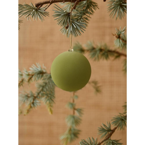 Kadife Yılbaşı Topu – Çam Ağacı Süsü Yağ Yeşili 8 cm 4'lü