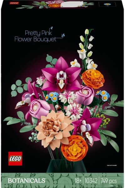 LEGO ® Botanicals Pembe Çiçek Buketi 10342 - Yetişkinler için Dekoratif Çiçek Yapım Seti (749 Parça)